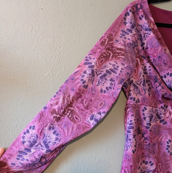 Vintage Y2K butterfly pattern babydoll top Size 16 - Picture 2 of 6